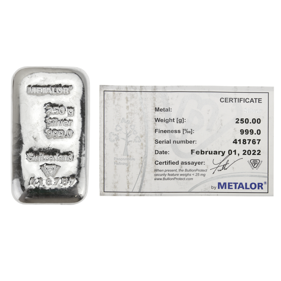 Metalor 250g Silver Bar
