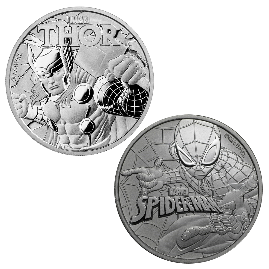 Marvel Spider Man & Thor 1oz Silver Coin Collection