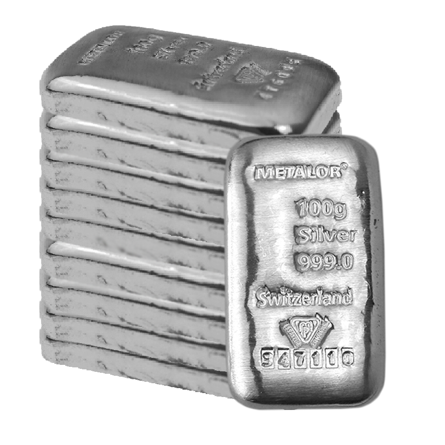 Metalor 100g Silver 10 Bar Bundle