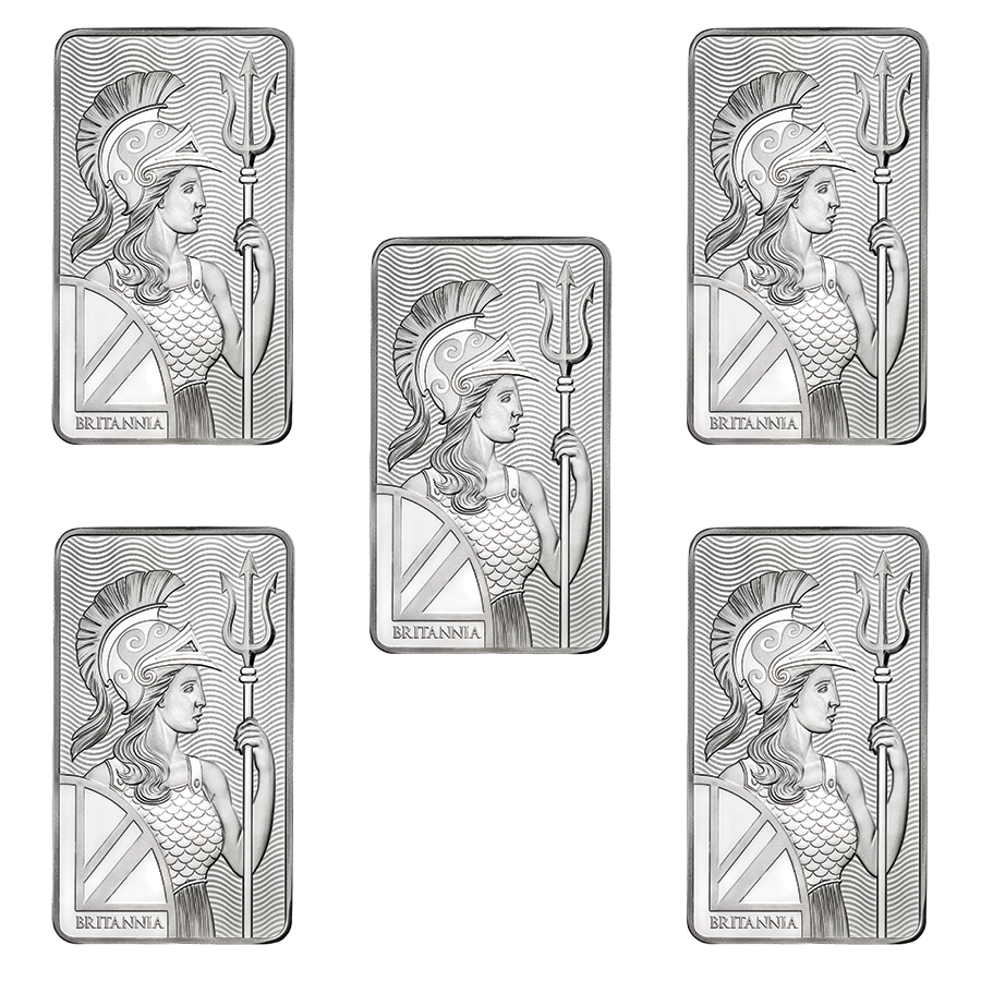 The Royal Mint Britannia 10oz Silver Bar - 5 Bar Bundle (Image 4)