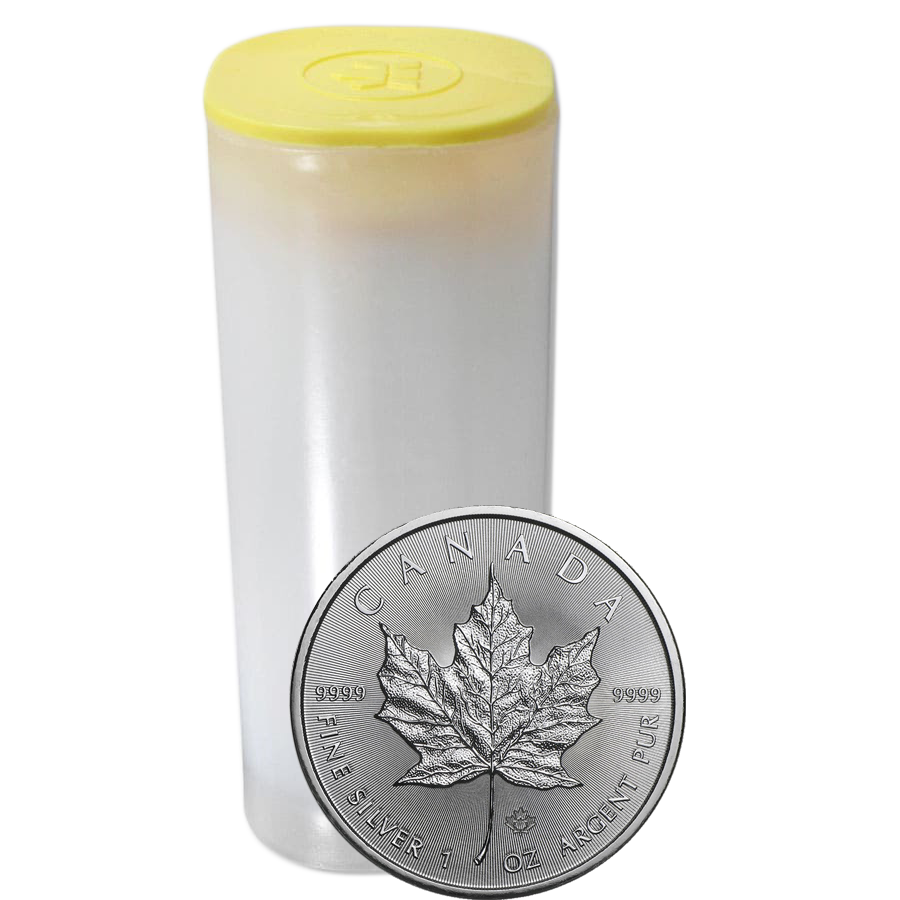 2022 Canadian Maple 1oz Silver Coin - Full Tube of 25 Coins (Image 1)