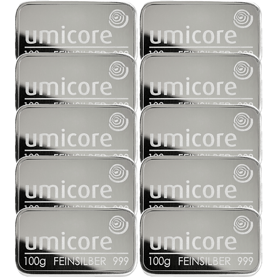 Umicore 100g Silver 10 Bar Bundle (Image 1)