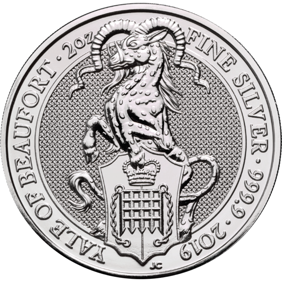 2019 UK Queen’s Beasts The Yale of Beaufort 2oz Silver Coin (Image 1)