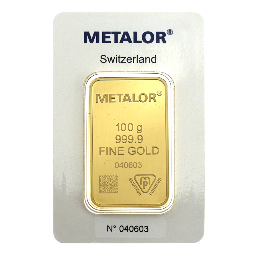 Metalor Stamped 100g Gold Bar (Image 1)