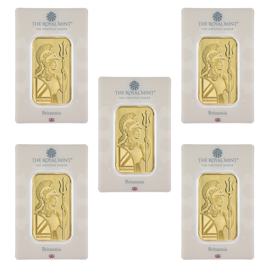 The Royal Mint Britannia 1oz Gold Bar - 5 Bar Bundle (Image 4)