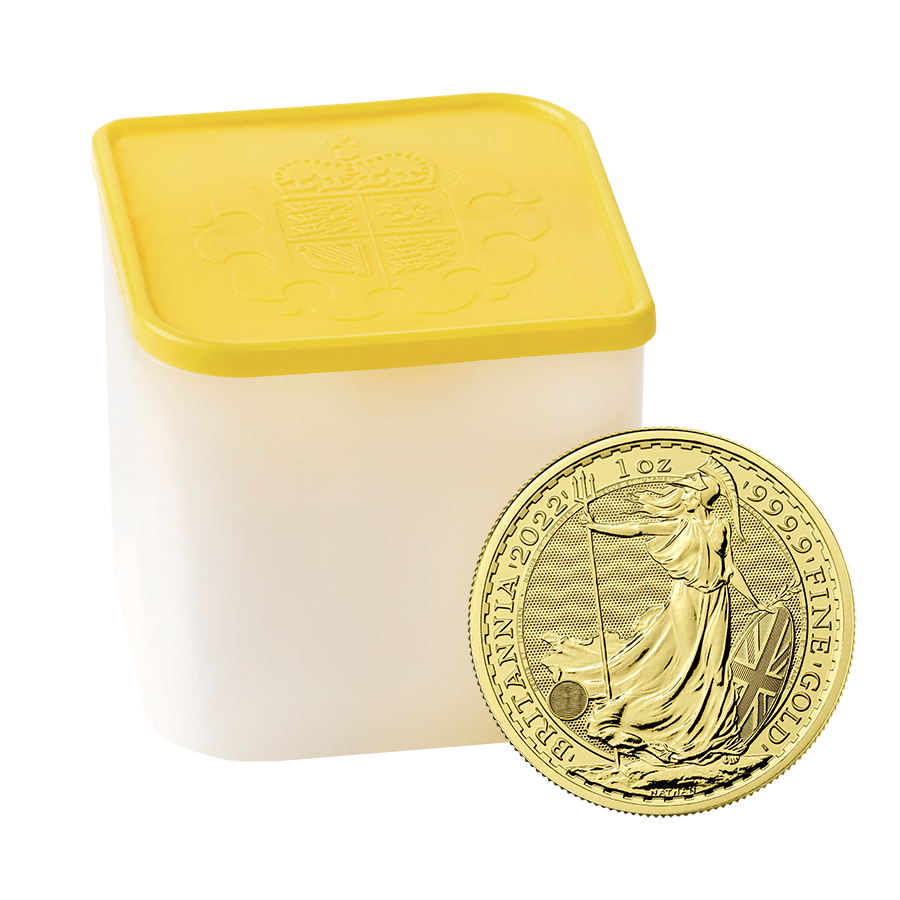2022 UK Britannia 1oz Gold Coins - Full Tube of 10 Coins