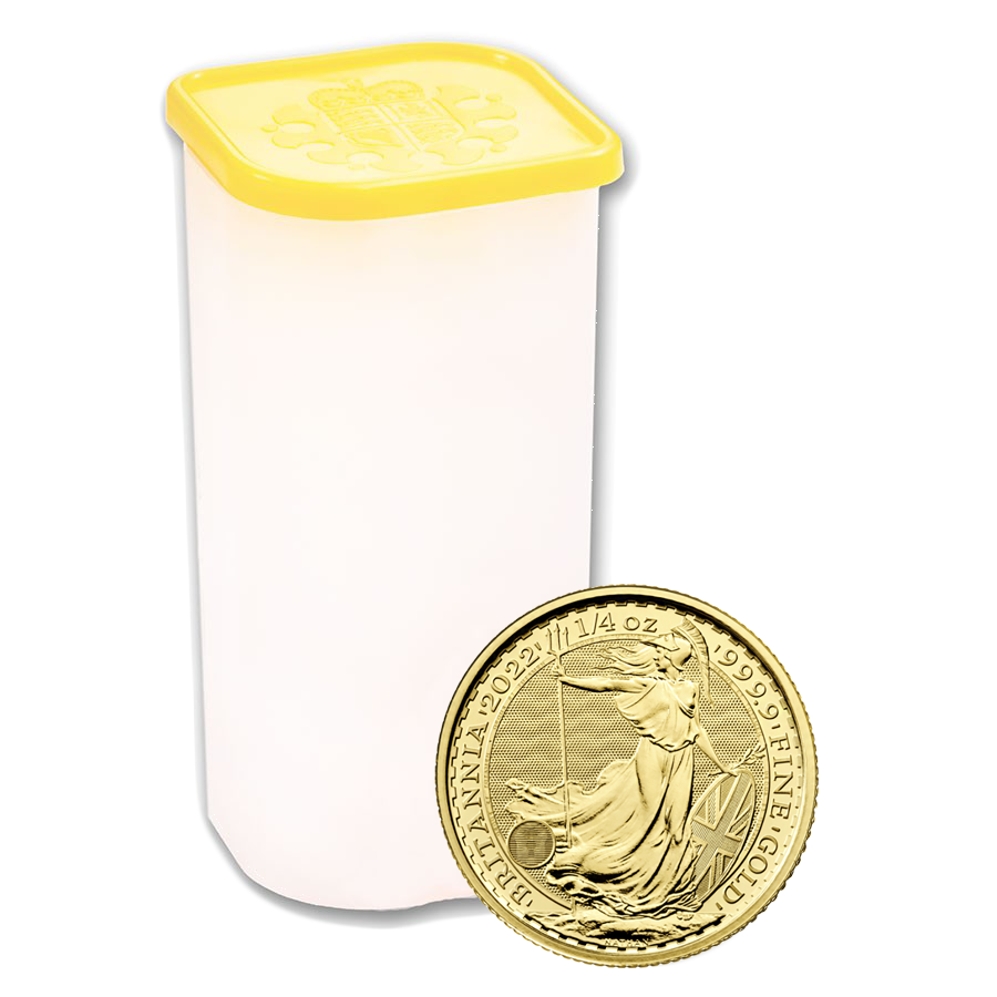 2022 UK Britannia 1/4oz Gold Coin - Full Tube of 25 Coins