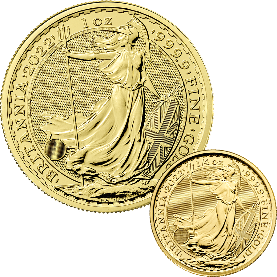 2022 UK Britannia 1oz & 1/4oz Gold Coin Collection