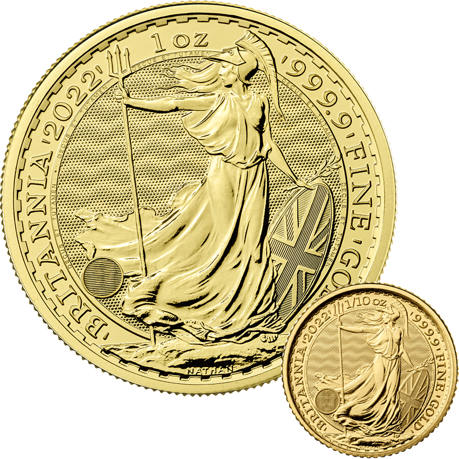 2022 UK Britannia 1oz & 1/10oz Gold Coin Collection (Image 1)
