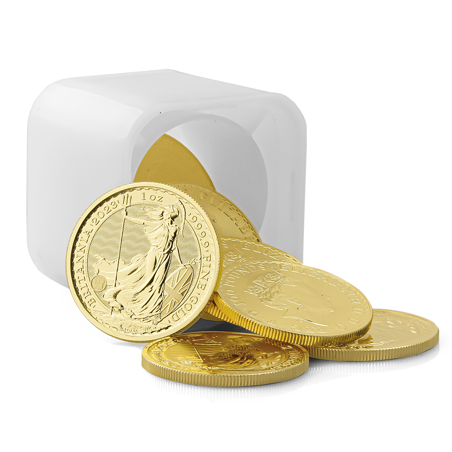 2023 UK Britannia 1oz Gold Coins - Full Tube of 10 Coins (Image 2)