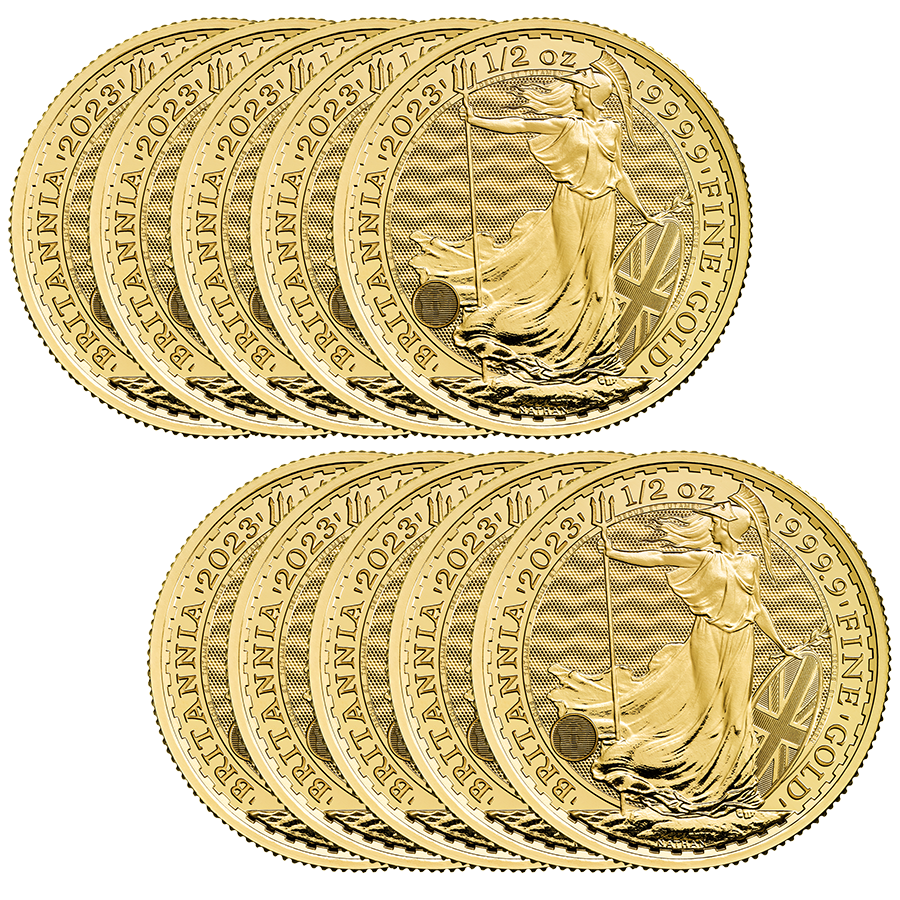 2023 UK Britannia 1/2oz Gold Coin - Bundle of 10 Coins