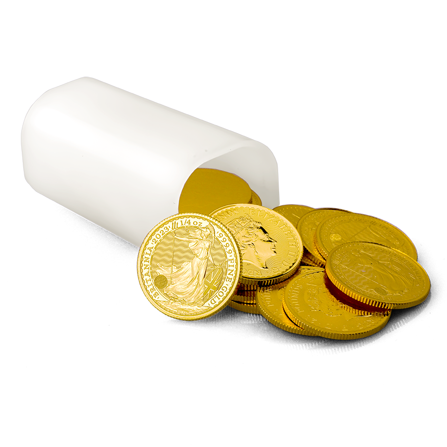 2023 UK Britannia 1/4oz Gold Coin - Full Tube of 25 Coins (Image 2)