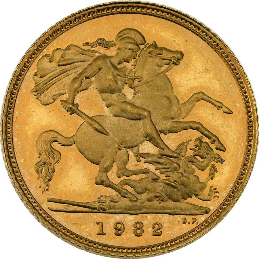 Pre-Owned 1982 UK Proof Design Half Sovereign Gold Coin (Image 1)