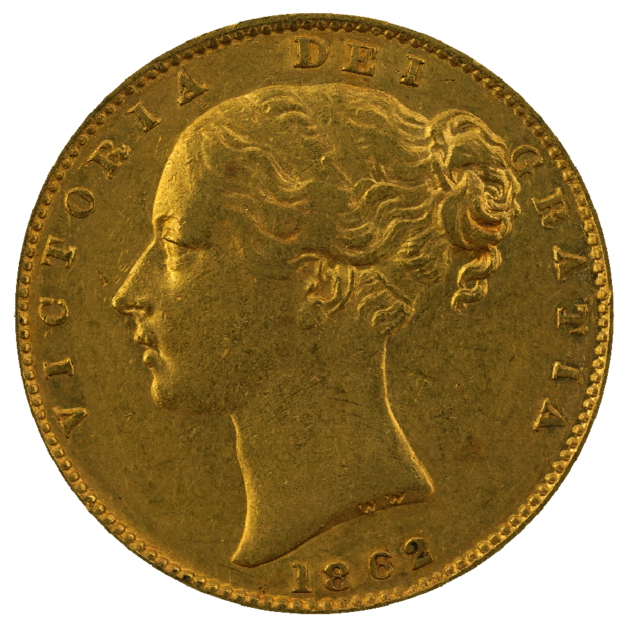 Pre-Owned - 1862 London Mint Victorian 'Shield' Full Sovereign Gold Coin (Image 2)