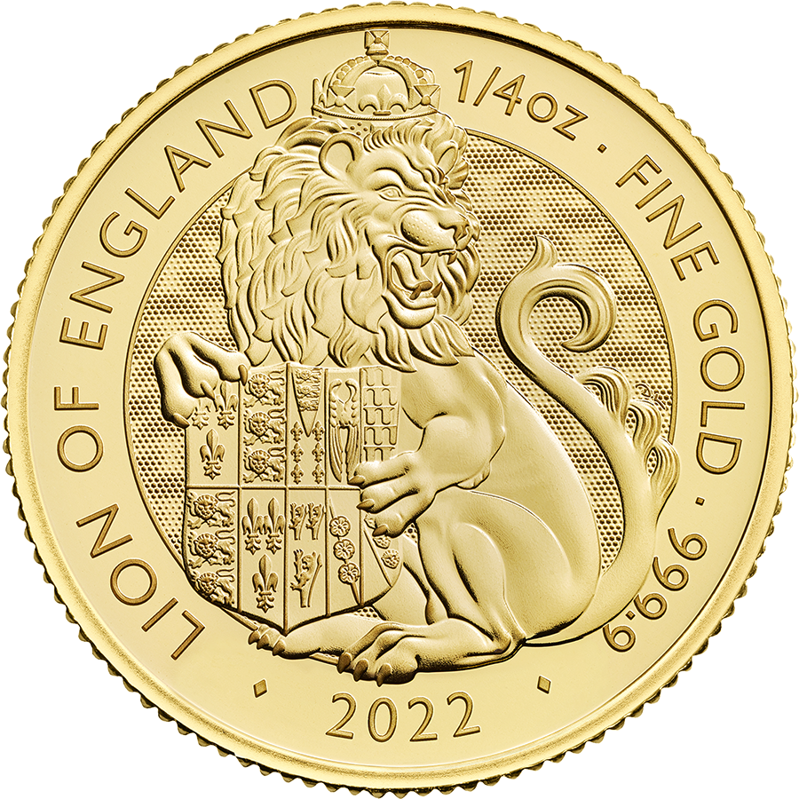 2022 UK Tudor Beasts The Lion Of England 1/4oz Gold Coin