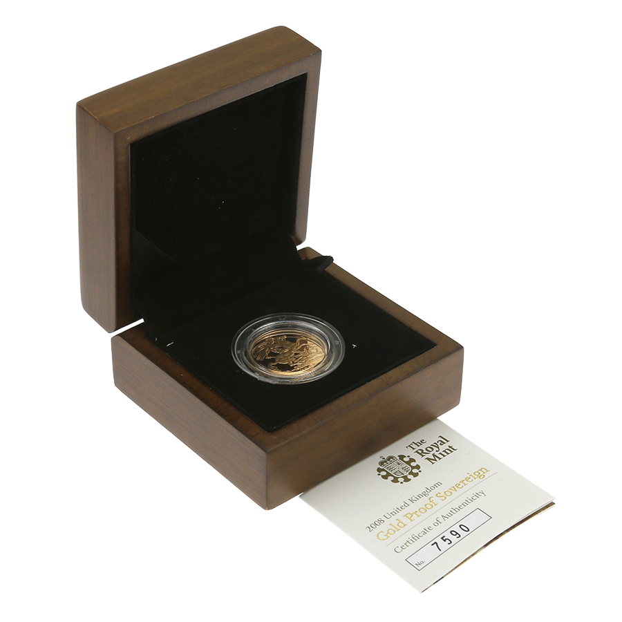 Pre-Owned 2008 UK Full Sovereign Proof Gold Coin - Missing Outer Box