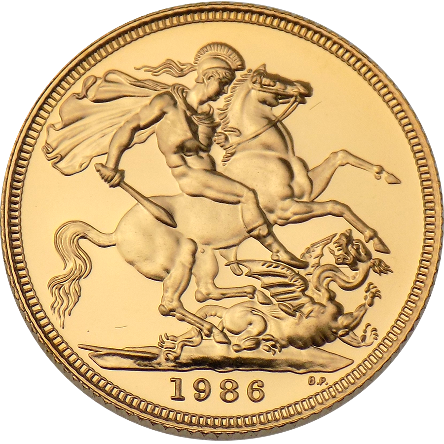 Pre-Owned 1986 UK Full Sovereign Proof Design Gold Coin