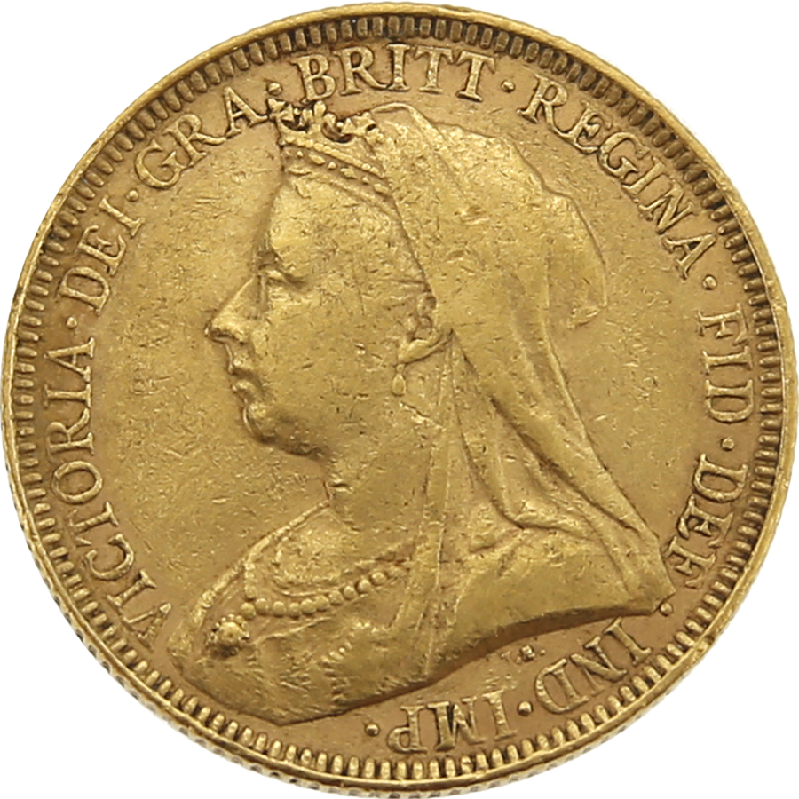 Pre-Owned 1893 London Victoria Veiled Head Full Sovereign Gold Coin (Image 2)