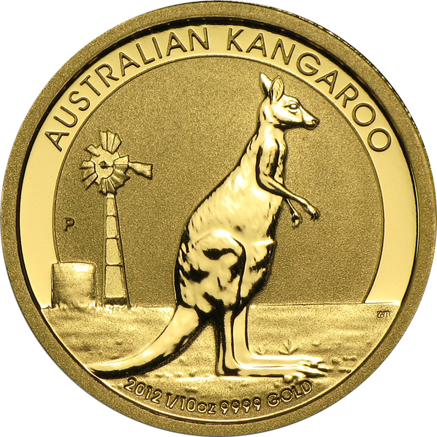 Pre-Owned 2012 Australian Kangaroo 1/10oz Gold Coin (Image 1)